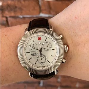 Michele CSX 360 black leather strap with box